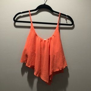 Coral V shape long crop top